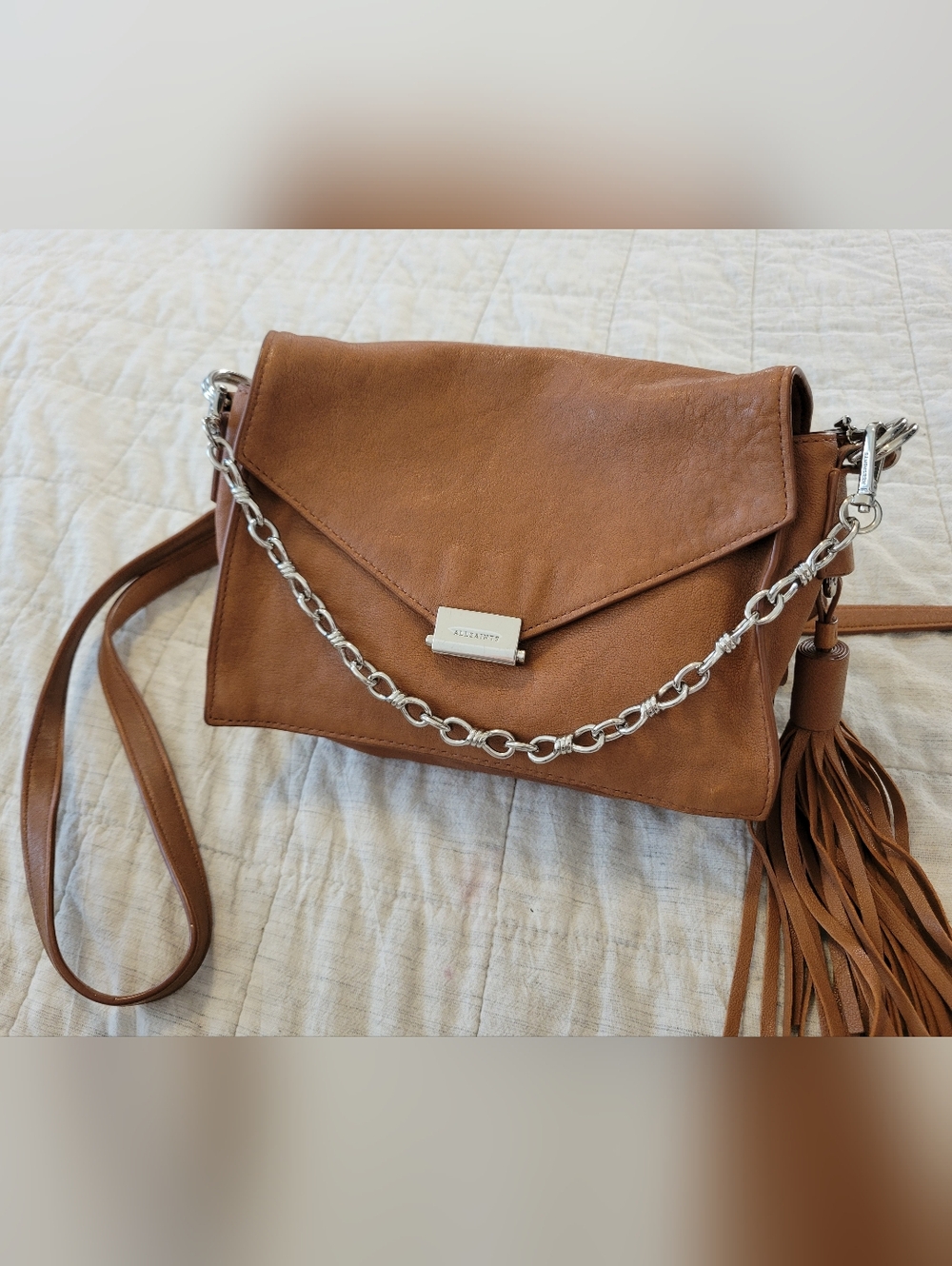Brown ALLSAINTS "Miki" Small/Medium Leather Crossbosy